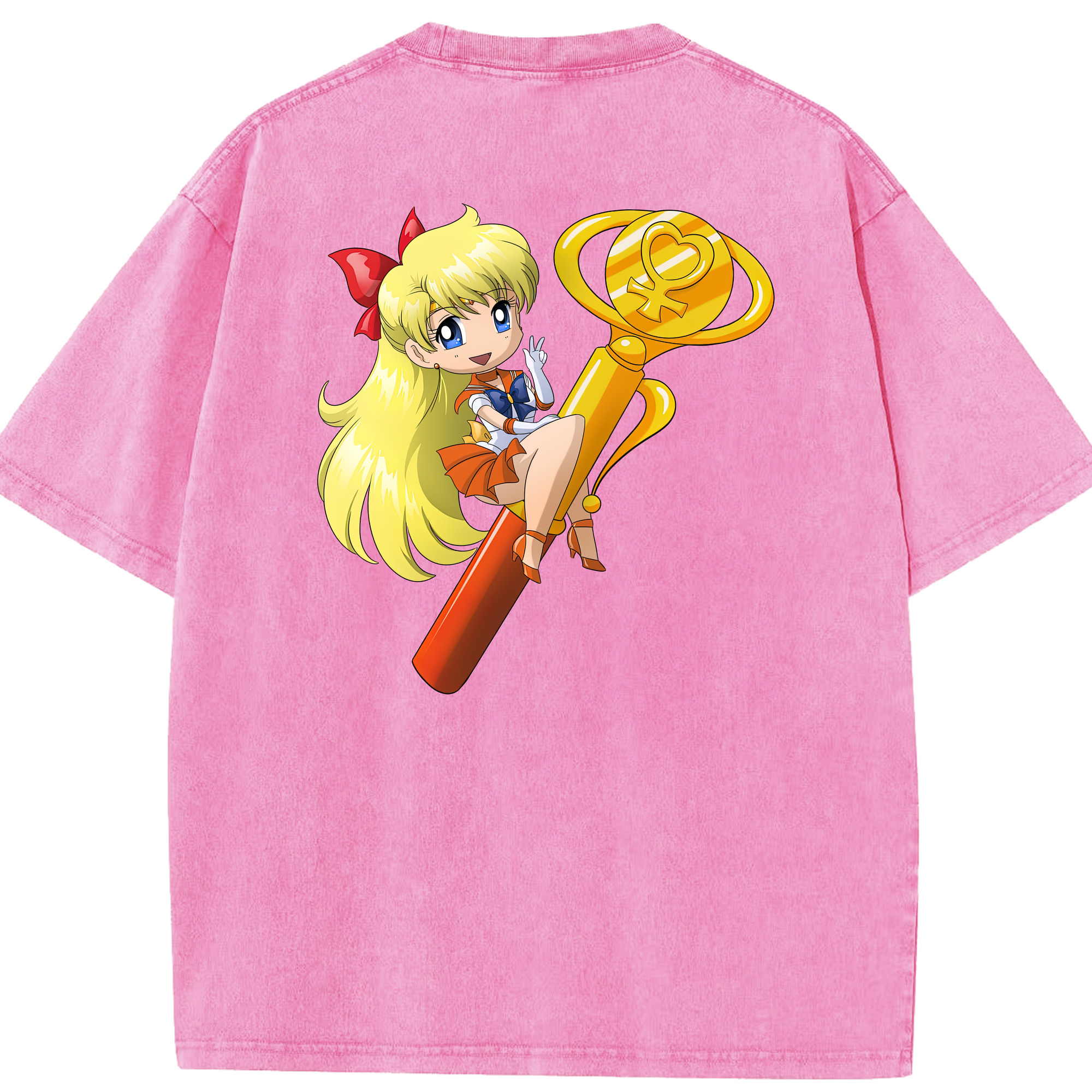 （画像用） 美少女戦士セーラームーン 愛野 美奈子 あいの みなこ Sailor Moon Aino Minako 綿100% ヴィンテージ風 半袖Tシャツ（背面プリント）